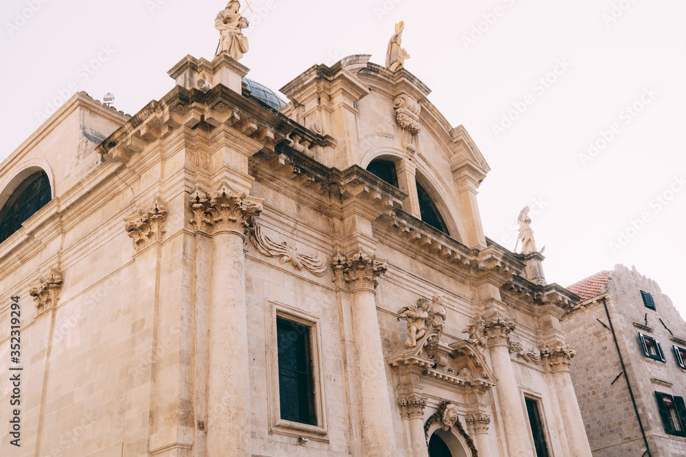 Facade of Vlaha Church, in Dubrovnik, Croatia, Europe.