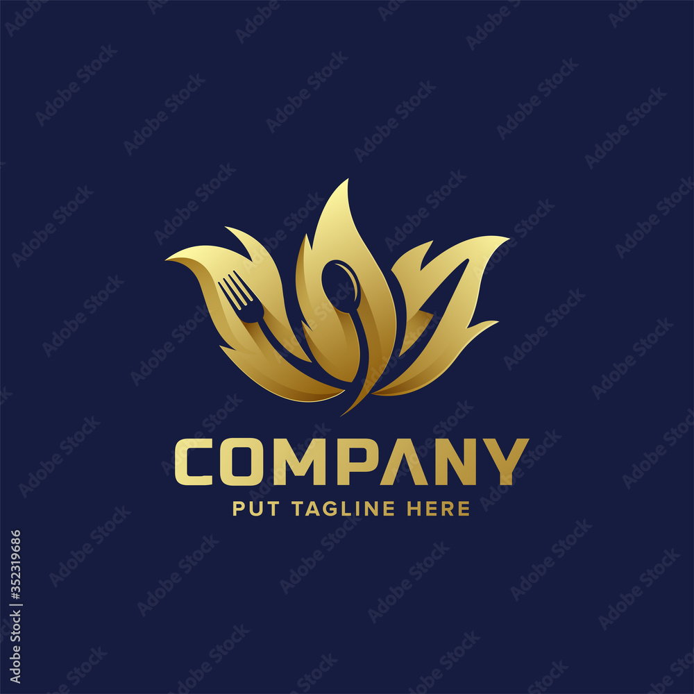 Obraz premium Premium Luxury fork and spoon restaurant logo vector template