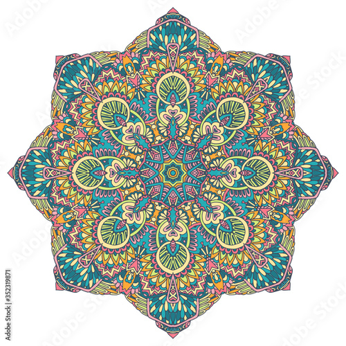 Indian floral paisley medallion pattern. Ethnic Flower Mandala ornament.
