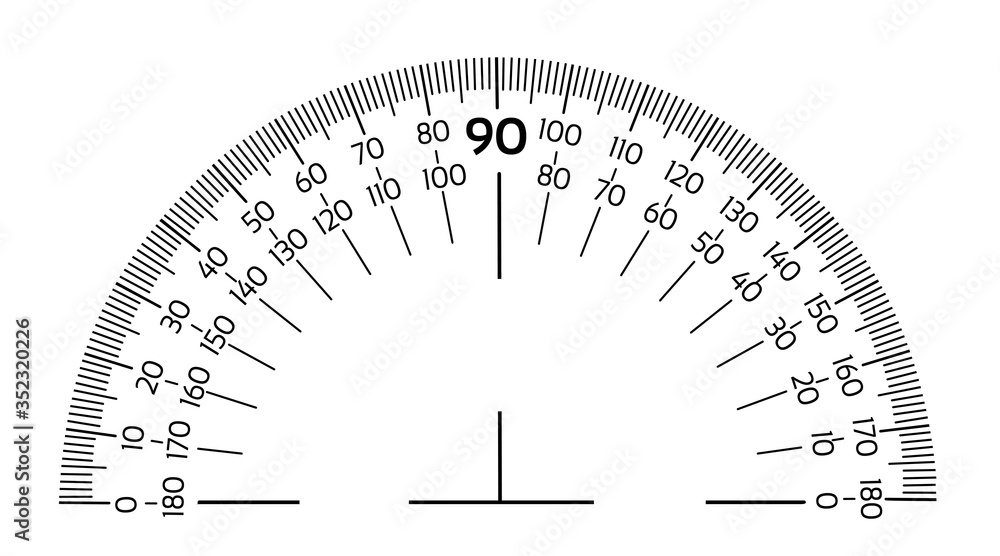 Protractor ruler black markup isolated on the white background Protractor ruler black markup isolated on the white background