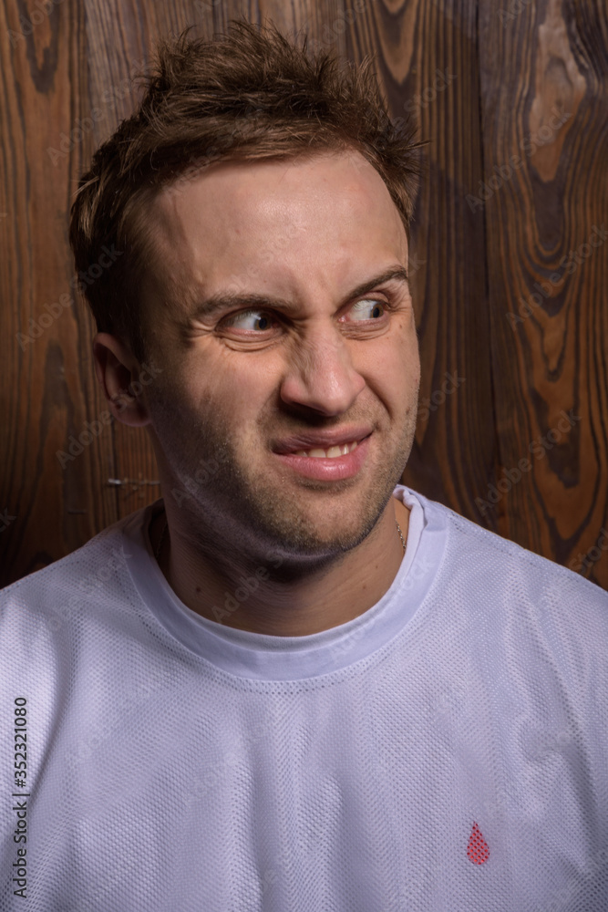 Fototapeta premium Young man performing different emotions