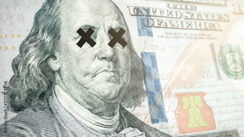 Global economic crisis of 2020 concept. Dollar bill close up. Symbol of economic and financial.