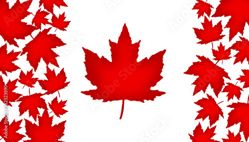 Illustration on the theme of Canada Day in national colors. © Yevhenii