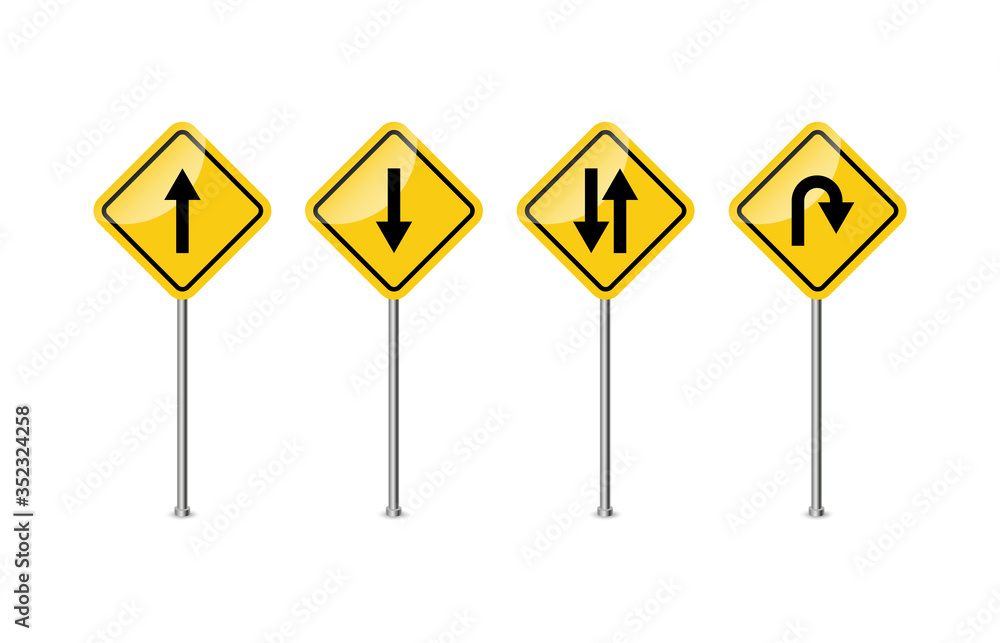 Road sign. Warning. Curves and Turns. Vector illustration Road sign. Warning. Curves and Turns. Vector illustration