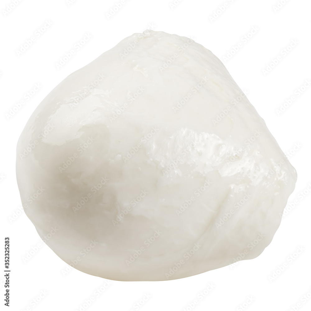 Mozzarella cheese isolated on white background, clipping path, full depth of field Mozzarella cheese isolated on white background, clipping path, full depth of field