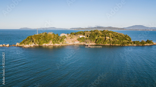 Aerial view of Anhatomirim island - Governador Celso Ramos - Santa Catarina - Brazil © Jair