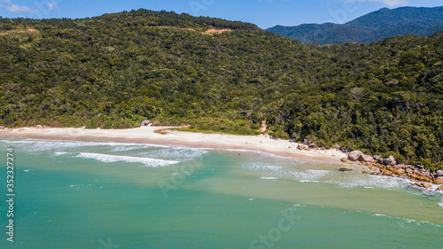 Aerial view of Sissial beach (Praia de Sissial) - Governador Celso Ramos. Beautiful preserved beach in Santa Catarina - Brazil photo