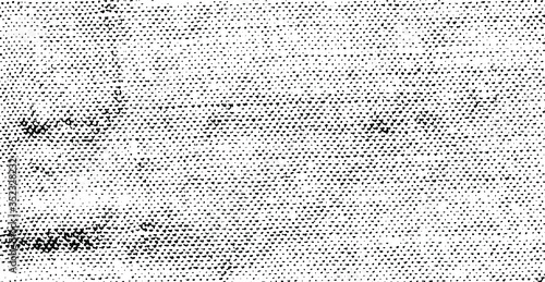 Distressed fabric texture. Vector texture of weaving fabric. Grunge background. Abstract halftone vector illustration. Overlay for interesting effect and depth. Black isolated on white background.