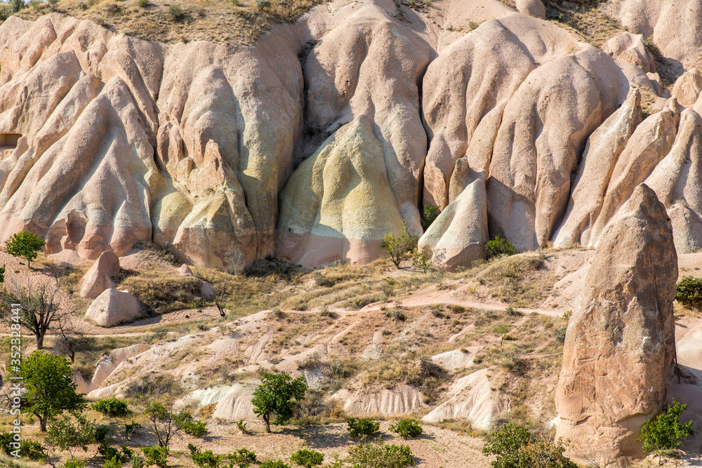 Volcanic formations in Red valley, Cappadocia, Nevsehir, Turkey. Volcanic formations in Red valley, Cappadocia, Nevsehir, Turkey.