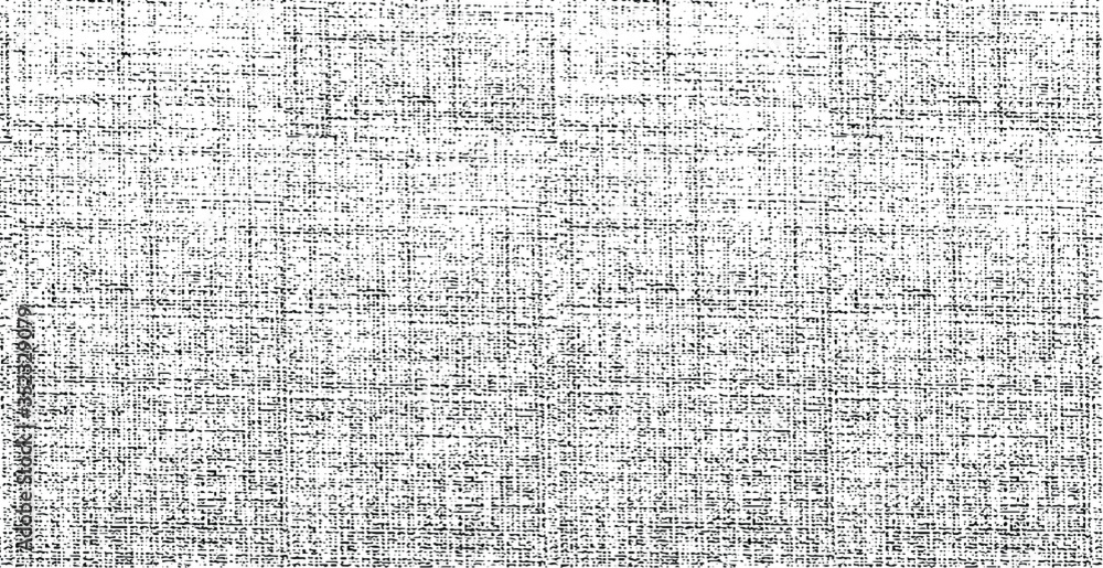 Distressed fabric texture. Vector texture of weaving fabric. Grunge background. Abstract halftone vector illustration. Overlay for interesting effect and depth. Black isolated on white background. Distressed fabric texture. Vector texture of weaving fabric. Grunge background. Abstract halftone vector illustration. Overlay for interesting effect and depth. Black isolated on white background.