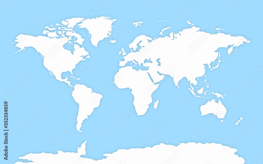 Obraz White World map on blue background