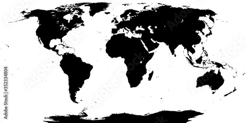 Vector World map. Black World map on white background.
