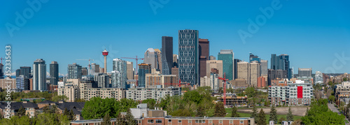 View of Calgary's skyline on a beautiful spring morning. 