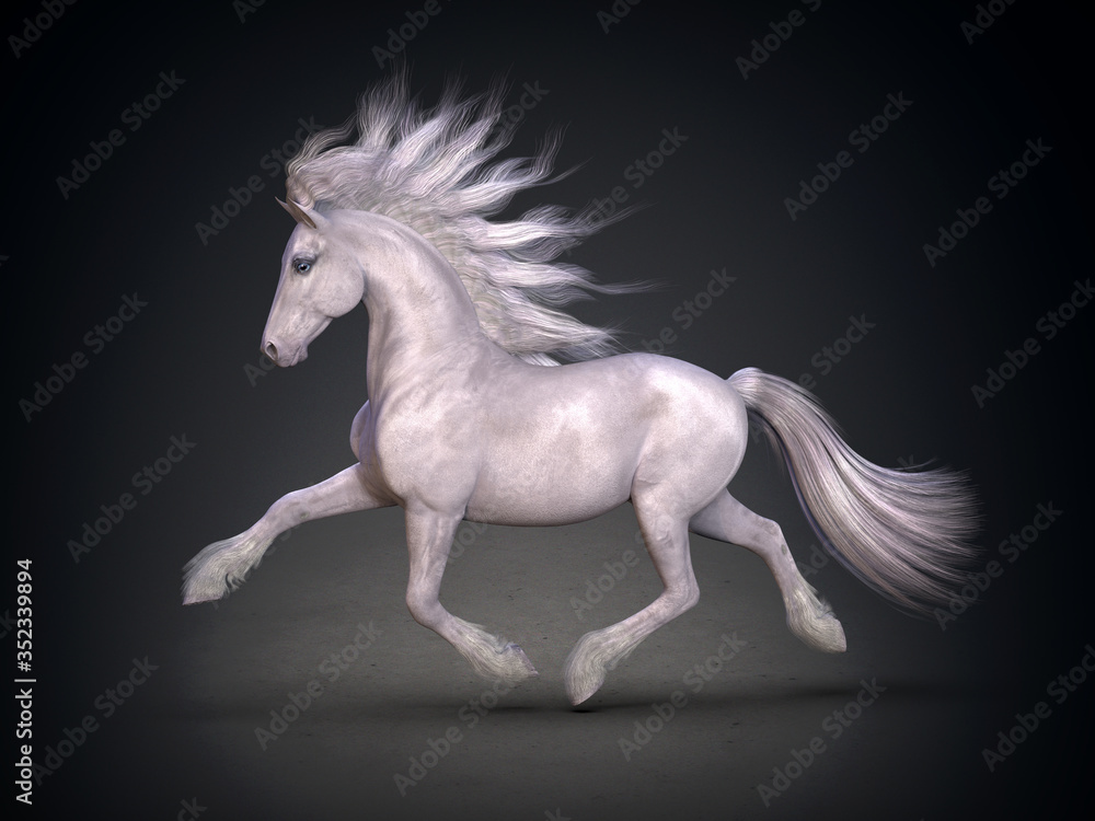Beautiful white horse. 3D rendering Beautiful white horse. 3D rendering