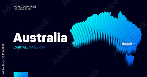 Isometric map of Australia with blue hexagon lines