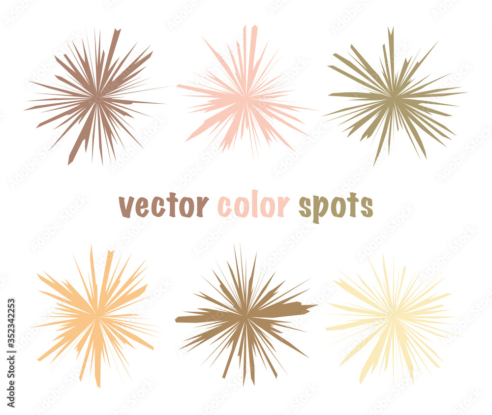 Obraz premium Set of color editable sharp spots. Nude pastel crystal circles. Gentle beige icons abstract shapes for your design