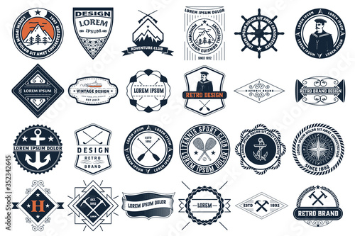 Logotypes set and Vintage Insignias. Vector design elements, logos, identity, objects, labels,and badges.