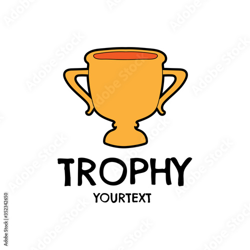trophy hand drawn logo design © abu
