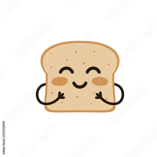 Cute happy smiling funny kawaii slice toast or bread. Flat vector cartoon modern character illustration.