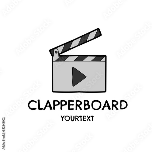 clapperboard hand drawn logo design
