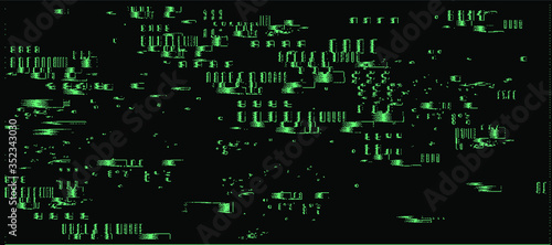 VHS glitched screen with flickering pixels. Retro technology style background.