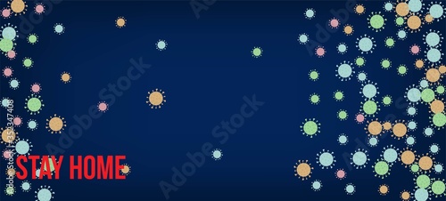 Stay Home Quarantine Banner. Virus Protection Flat Corona Web Page. 