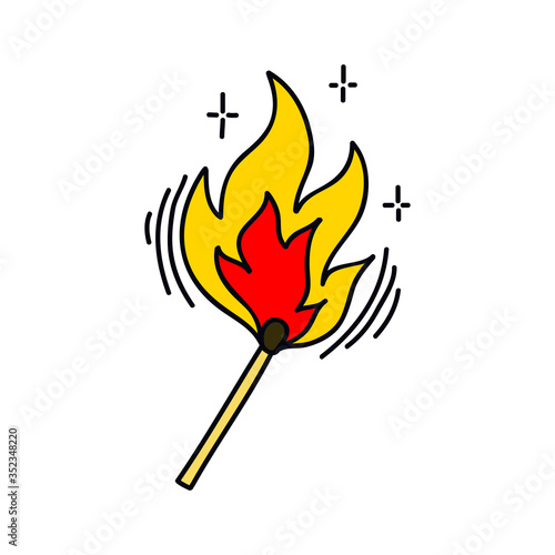 match doodle icon, vector illustration