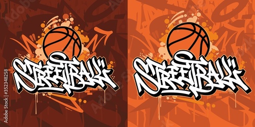 Hand Sketched Streetball Vector Typograpy As Logotype, Badge and Icon, Postcard, Card, Invitation, Flyer, Banner Template.