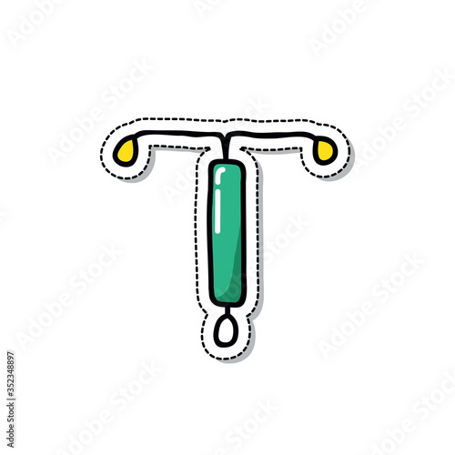 intrauterine device doodle icon, vector illustration