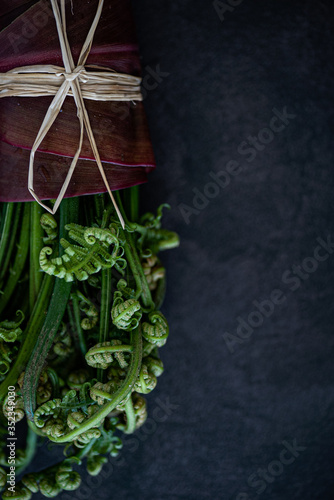 A bunch of Pohole, Edible Fern, Hawaii Local Food photo