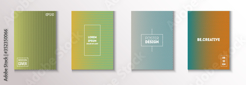 Wavy Minimal Cover Vector Set. Modern Flyer Paper Design. Cool 