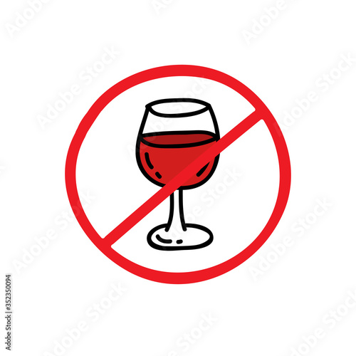 glass of wine doodle icon, vector illustration