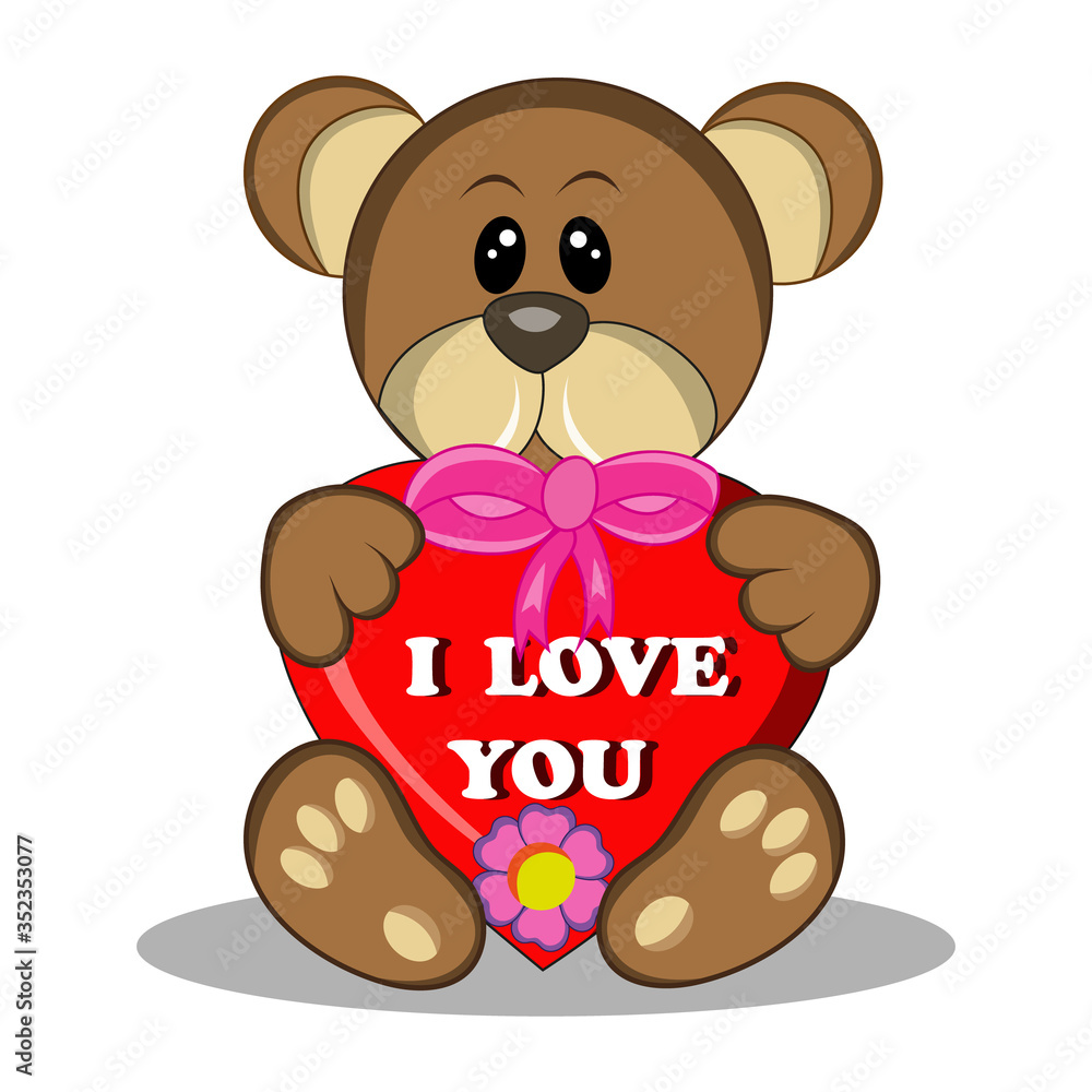 Teddy bear hugging a heart . I love you vector illustration Stock ...