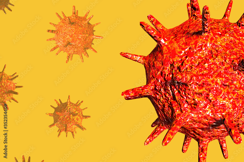 Coronavirus 2019 COVID-19 outbreak. Biology science 3d rendering. Coronavirus 2019 COVID-19 outbreak. Biology science 3d rendering.