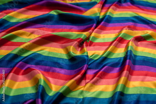 Gay pride flag vivid colors and wavy texture