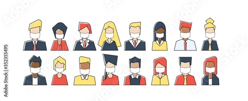 Group of People in white medical face mask to prevent disease, flu, air pollution, contaminated air, world pollution.