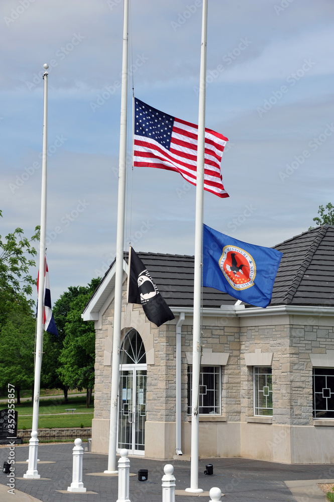 Fototapeta premium American flag memorial Day Veterans Cemetery