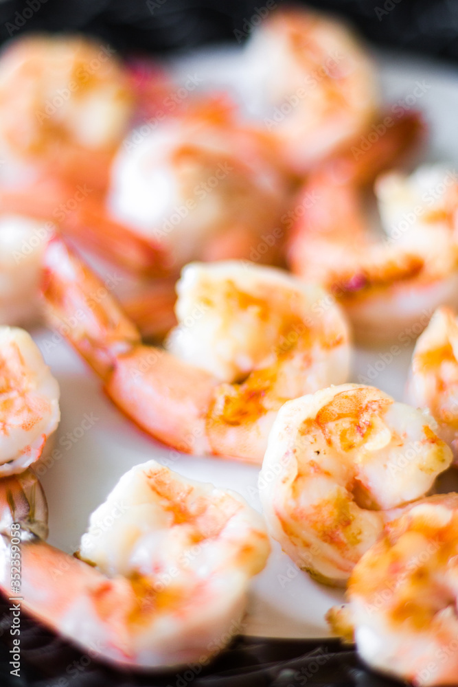 Seared shrimp on a grill pan Seared shrimp on a grill pan
