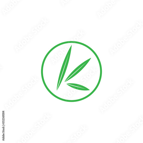 letter k green leaf circle geometric symbol logo vector