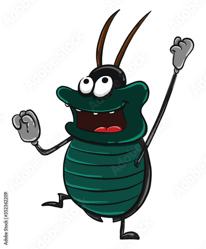 Funny cockroach , illustration, vector on white background