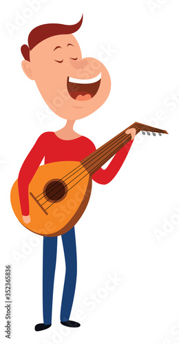 Man playing serenade , illustration, vector on white background