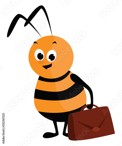 Working bee , illustration, vector on white background