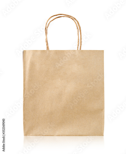 Vintage paper bag isolated on white background.