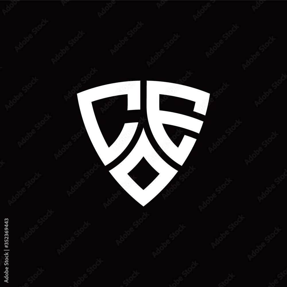 CE monogram logo with modern shield style design template CE monogram logo with modern shield style design template