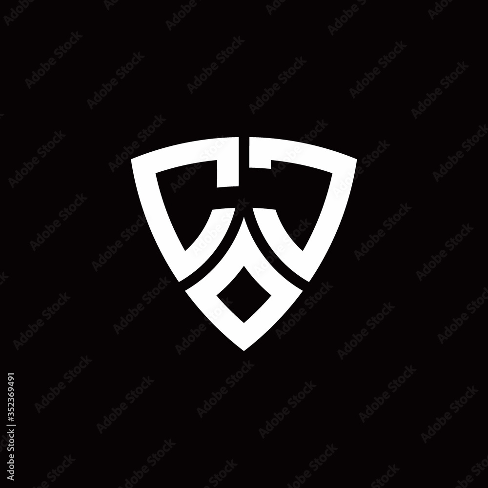 CJ monogram logo with modern shield style design template CJ monogram logo with modern shield style design template