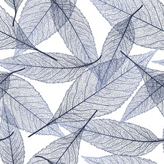 Sierkussen Bladnerven patronen Donkerblauwe bladnerven vector motief  © O.Yu