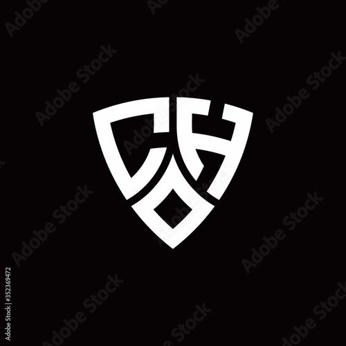 Free Download CH monogram logo with modern shield style design template - GFXLoad