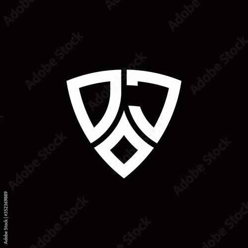 DJ monogram logo with modern shield style design template Free Download DJ monogram logo with modern shield style design template - GFXLoad