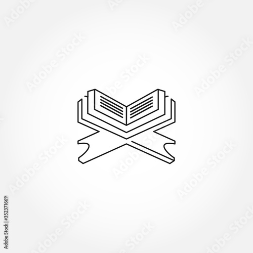 open holy Quran book. Koran book line icon. islam isolated line icon