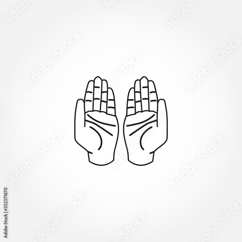Muslim hands in pose of praying line icon. hands isolated line icon